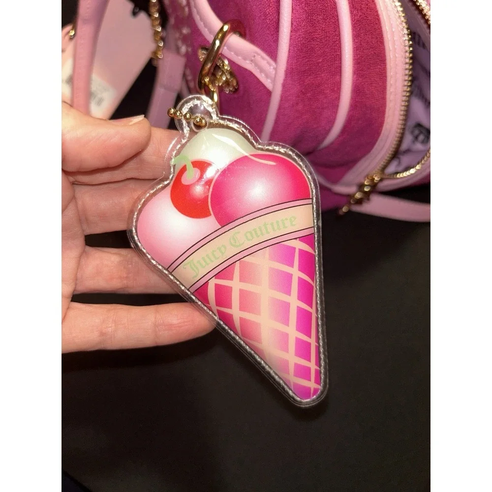 Juicy Couture Hot Pink Satchel Purse Gold Chain Crossbody Ice Cream Charm NWT!